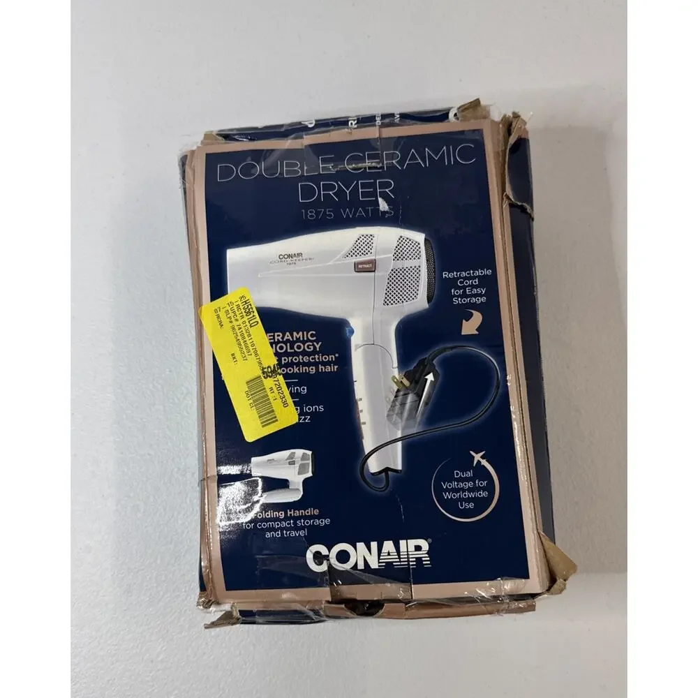 Conair Double Ceramic Dryer 1875 Watts Folding Handle Less Frizz ( Damaged Box)